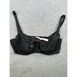 Victoria’s Secret 90’s model slightly sheer black lace bra 34d